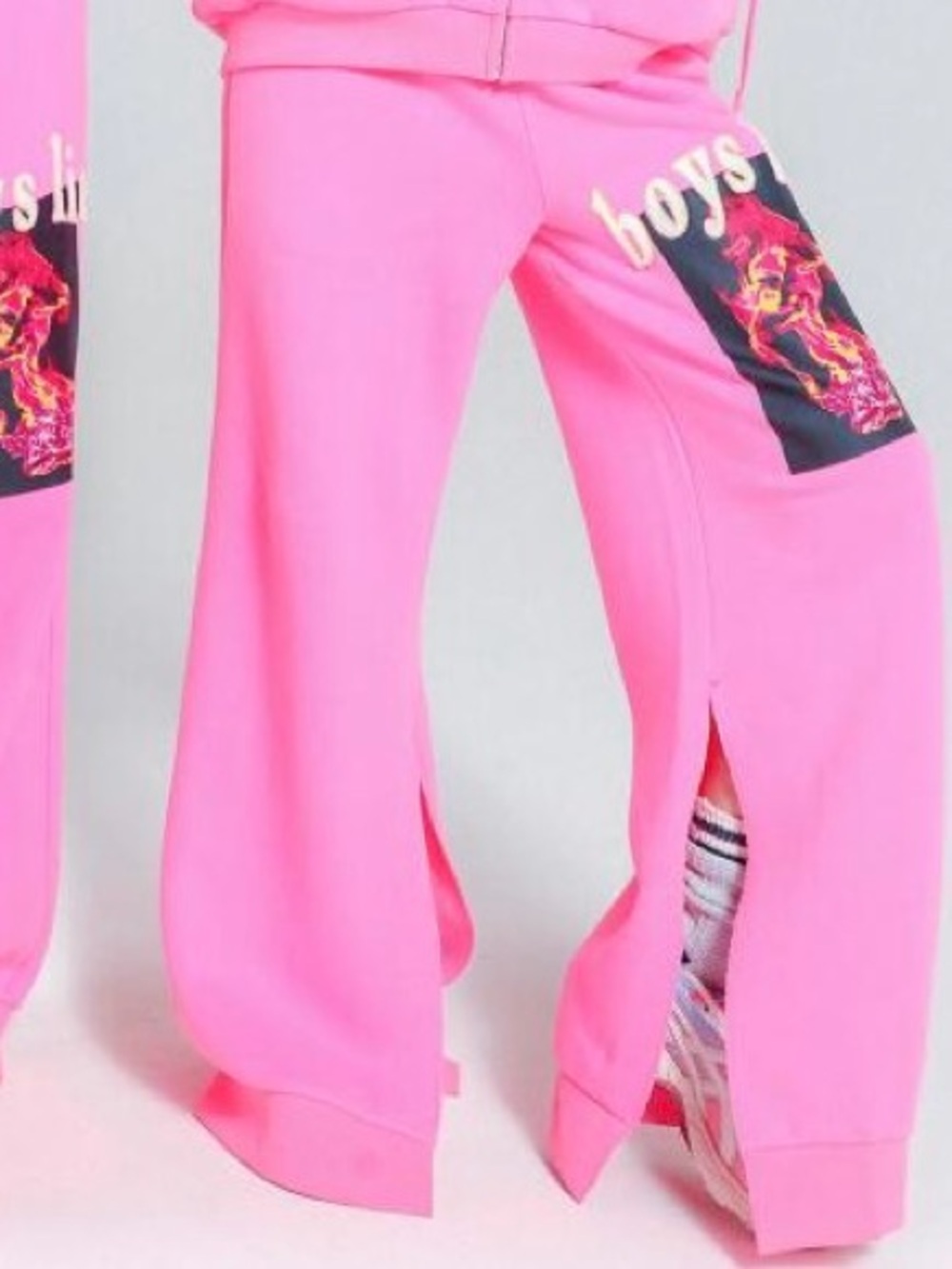 Boys Lie Electric Love Pink Slit Sweatpants